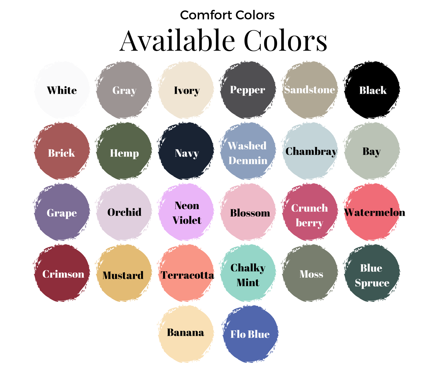 Comfort Colors Shirt Color