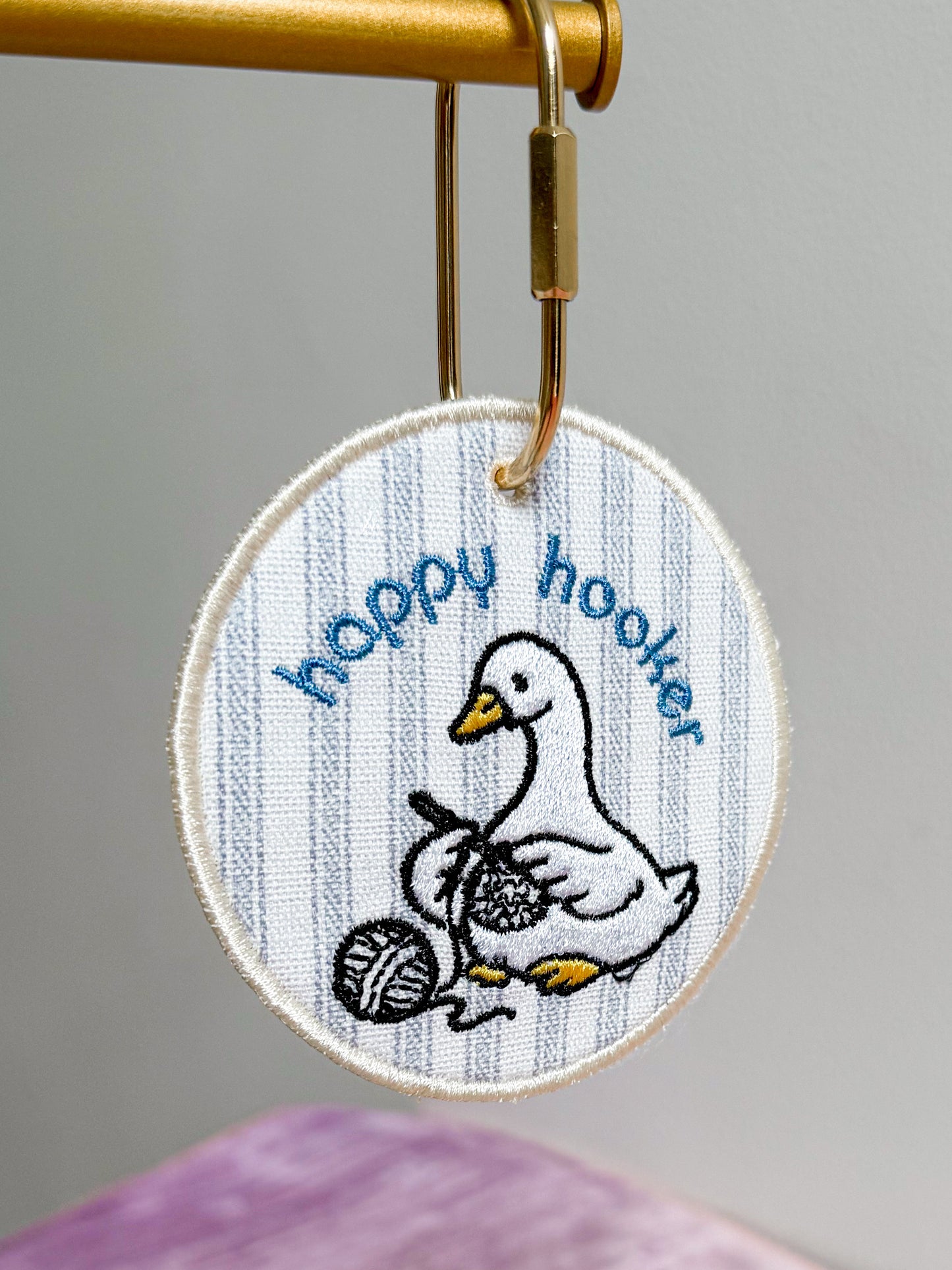Happy Hooker Embroidered Bag Tag