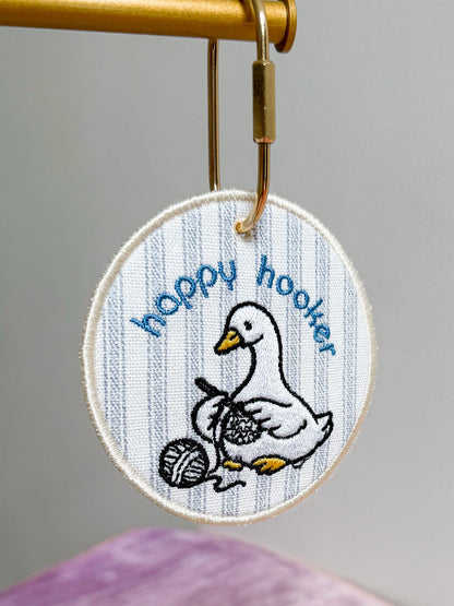 Happy Hooker Embroidered Bag Tag