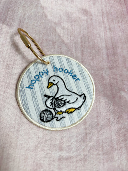 Happy Hooker Embroidered Bag Tag