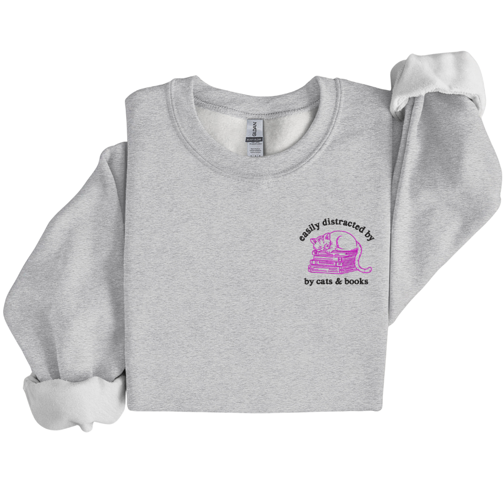 Easily Distracted by Cats & Books Shirt