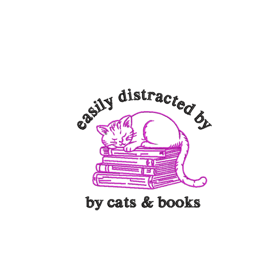 Easily Distracted by Cats & Books Shirt