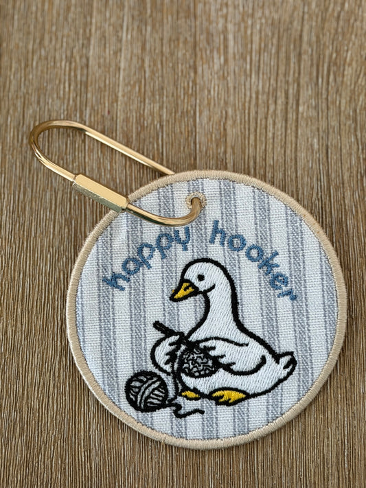 Happy Hooker Embroidered Bag Tag