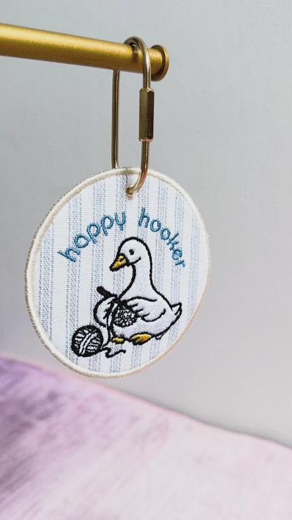 Happy Hooker Embroidered Bag Tag